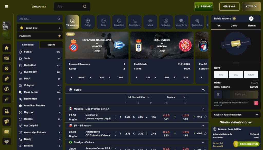 medobet spor bahisleri