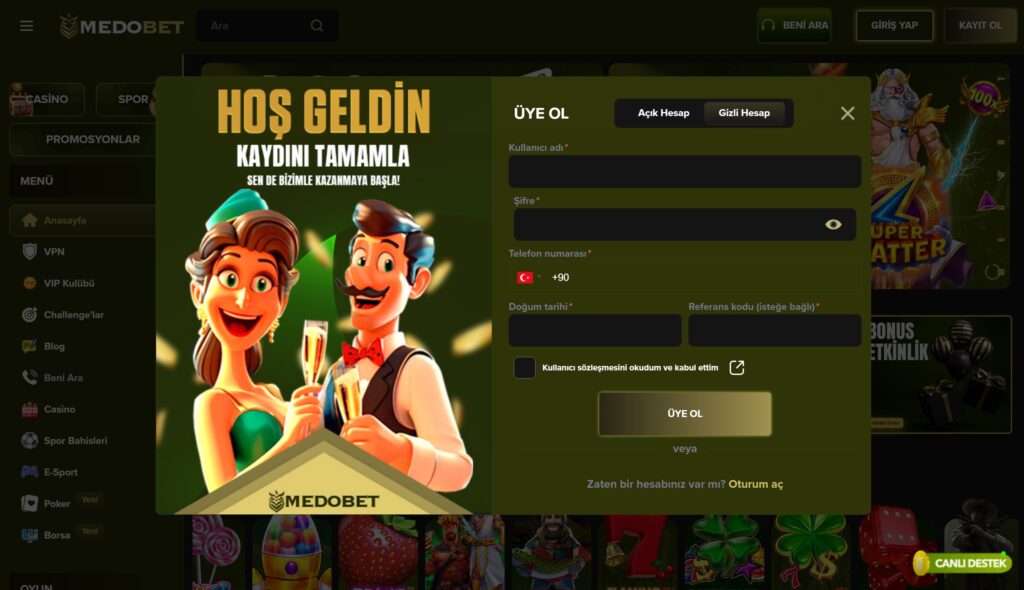 medobet üyelik